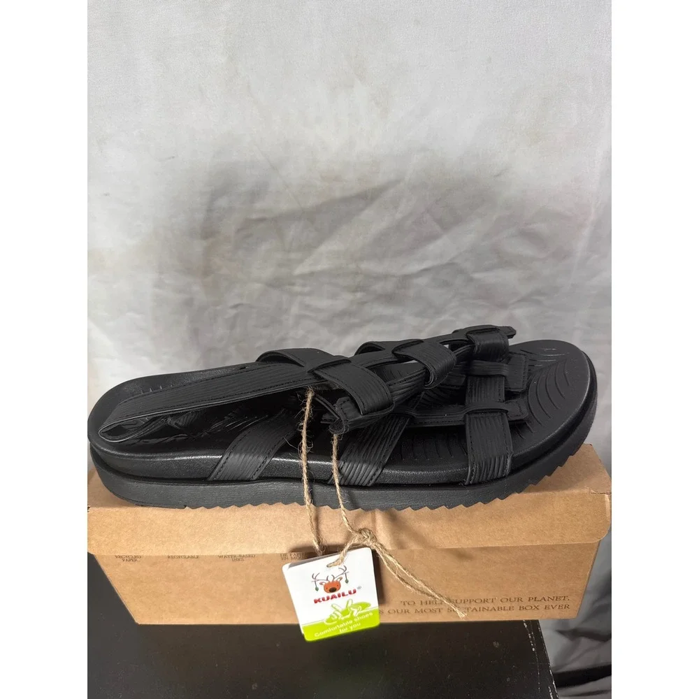 Kuailu Womens Fashion Sandals Black Strappy Slingback KW8L1 Size 11 NEW